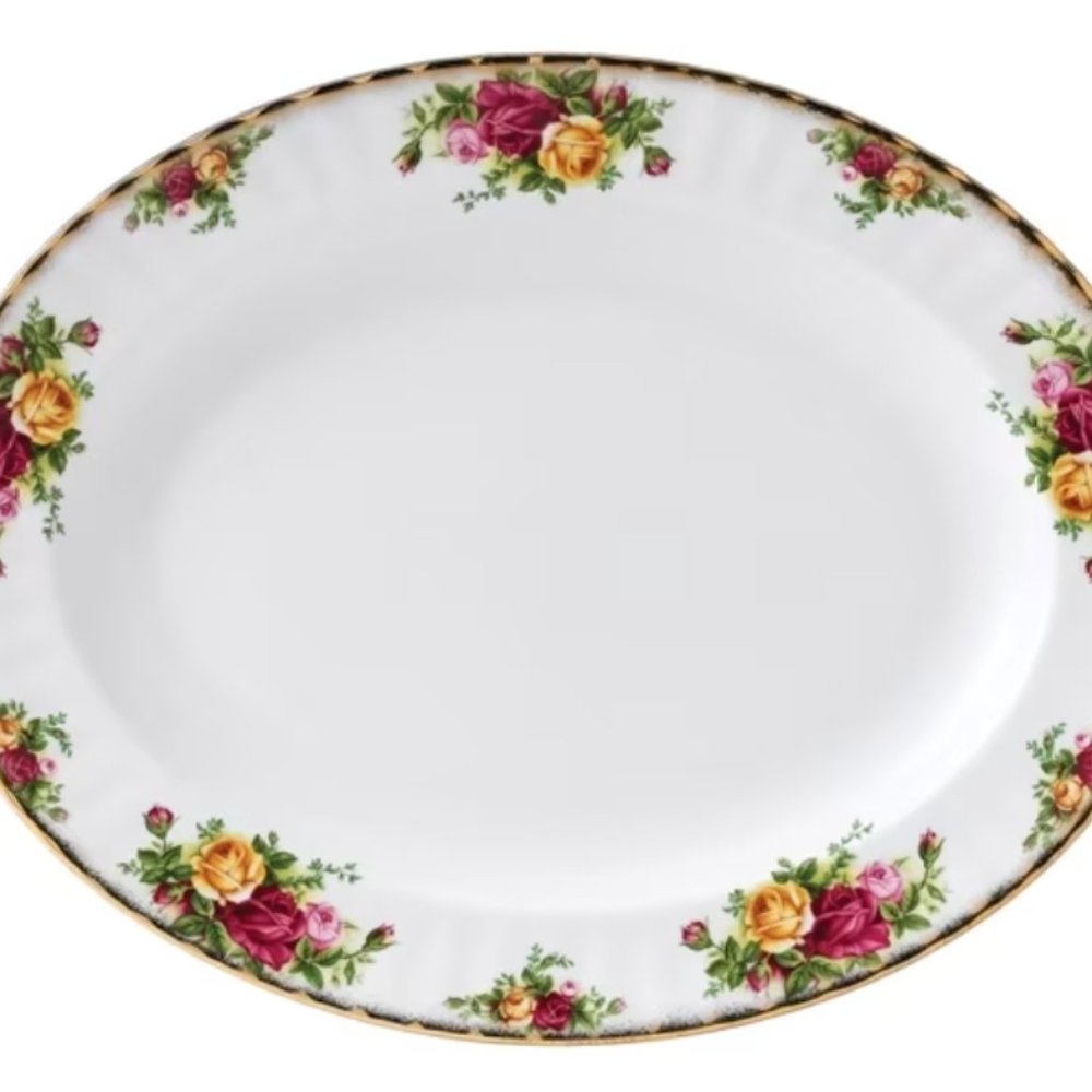 ROYAL ALBERT OLD COUNTRY ROSES 13.5" OVAL SERVING PLATTER (NEW W/TAG)